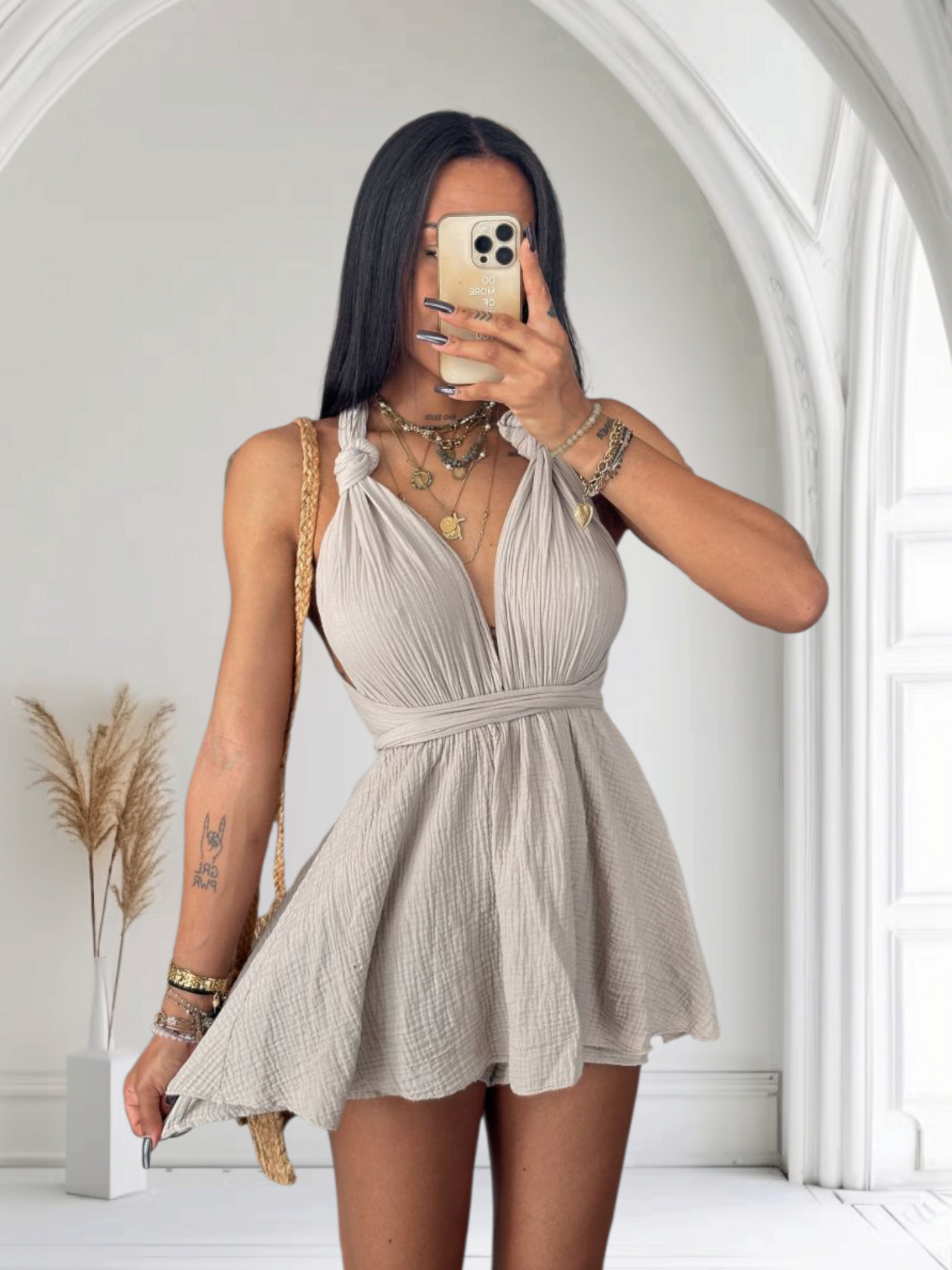 Combinaison jupe-short en coton gaze