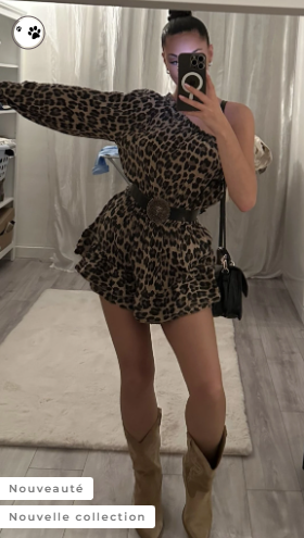 Combinaison jupe short asymétrique à imprimé léopard